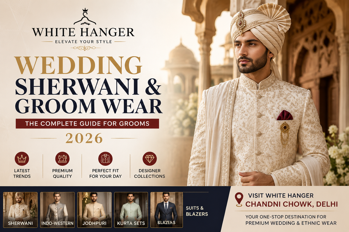 Wedding Sherwani & Groom Wear Guide 2026: Find Your Perfect Wedding Look at White Hanger