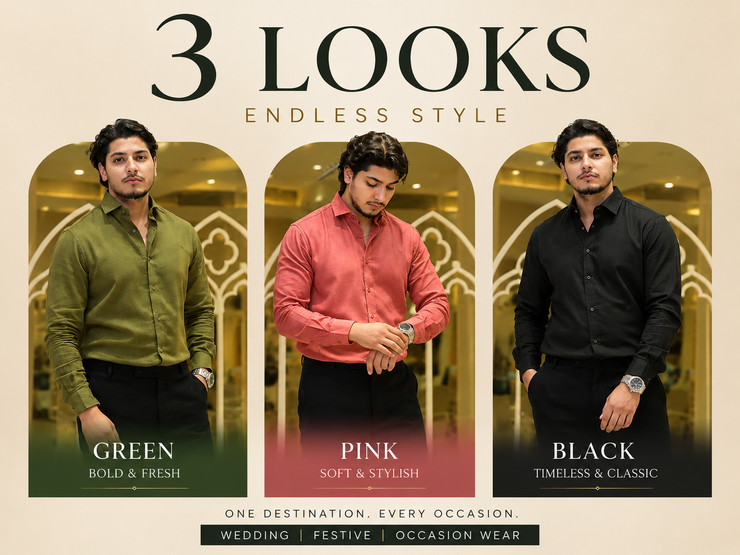 3 Looks, Endless Style: Master Occasion Wear with White Hanger