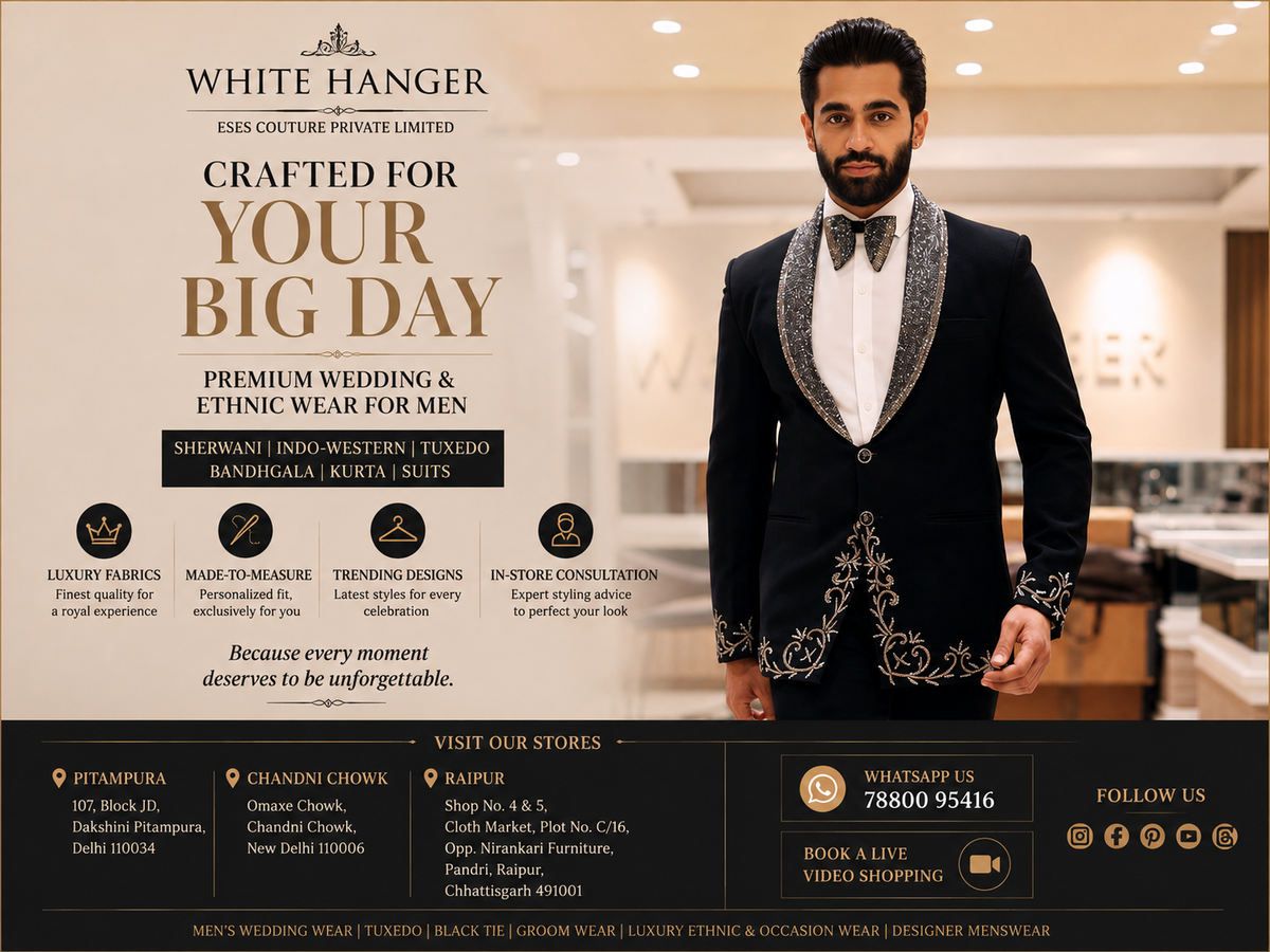 Crafted for Your Big Day: Premium Wedding & Ethnic Wear for Men at White Hanger