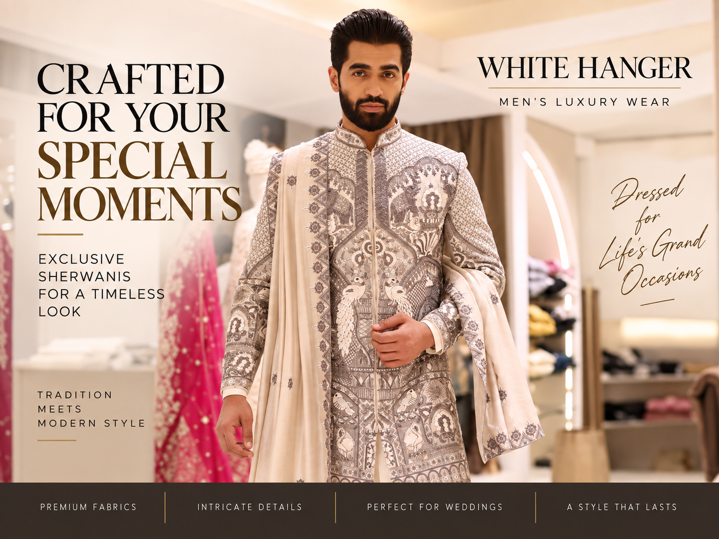 Crafted for Your Special Moments: Discover Exclusive Sherwanis at White Hanger