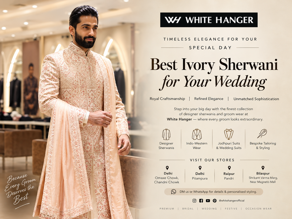 Best Ivory Sherwani for Groom: Discover Luxury Wedding Wear at White Hanger