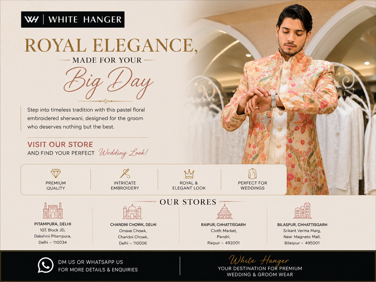 Pastel Floral Sherwani for Groom: Discover Royal Wedding Elegance at White Hanger