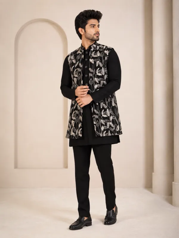 Midnight Bloom Embroidered Kurta Set