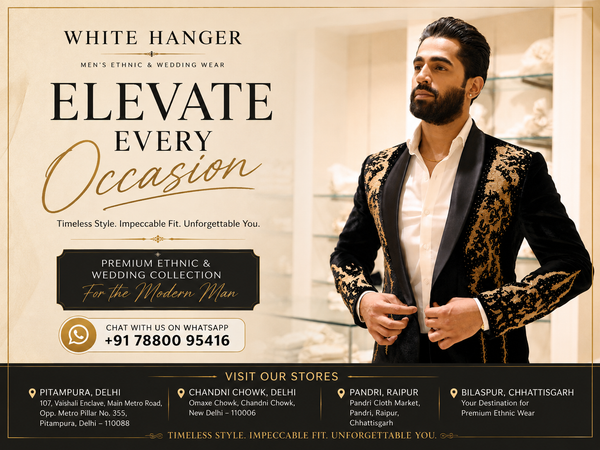 Elevate Every Occasion: Discover Timeless Men’s Ethnic & Wedding Wear at White Hanger