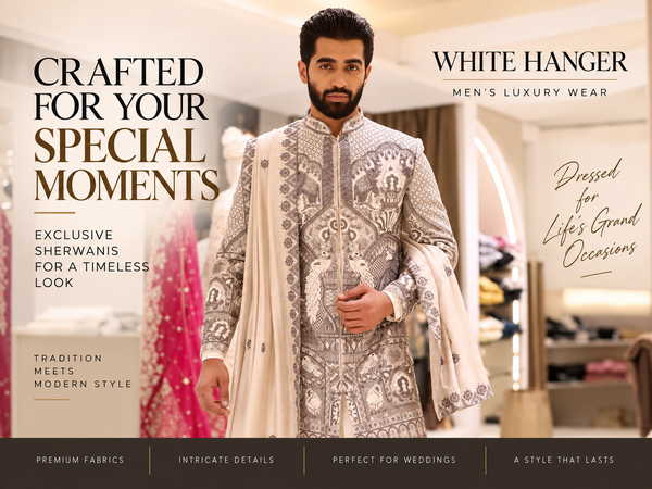 Crafted for Your Special Moments: Discover Exclusive Sherwanis at White Hanger